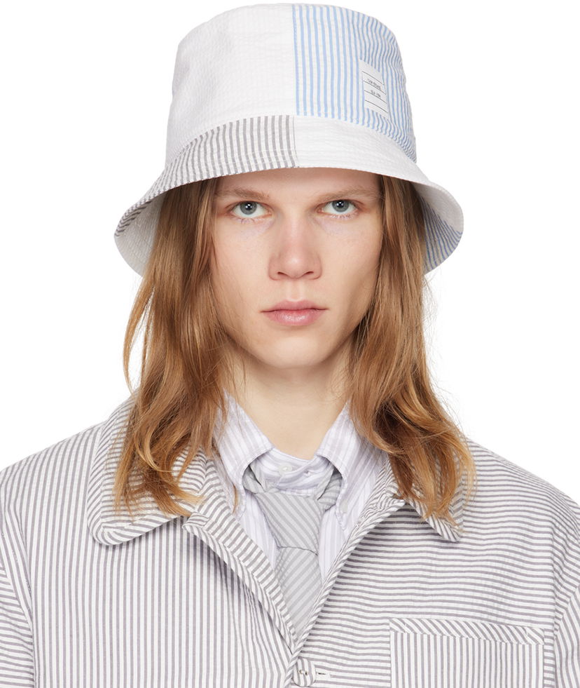 Шапка Thom Browne Striped Quarter Combo Bucket Hat Синьо | MHC337F-00572