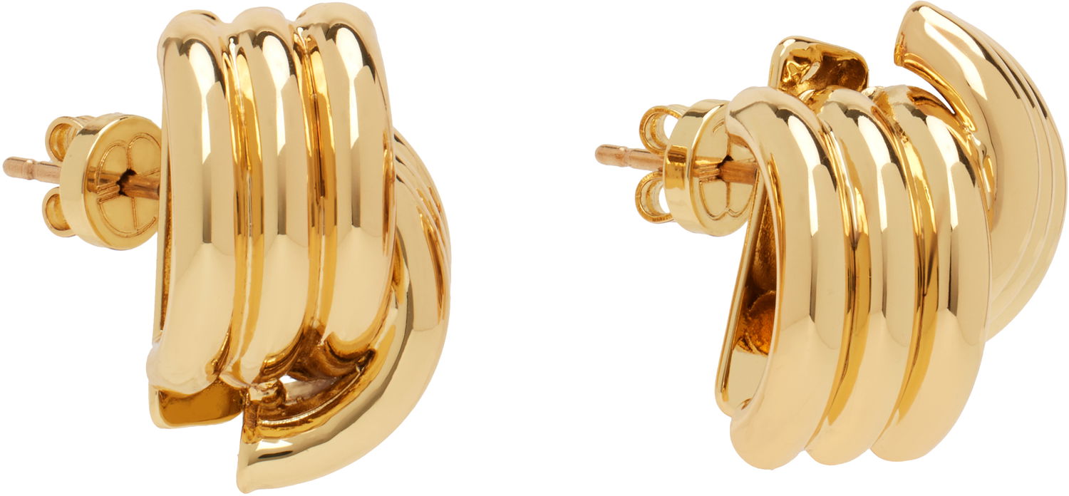 Обеци Anine Bing ANINE BING Crossover Ribbed Earrings Жълто | A-15-10728-GLD1, 1