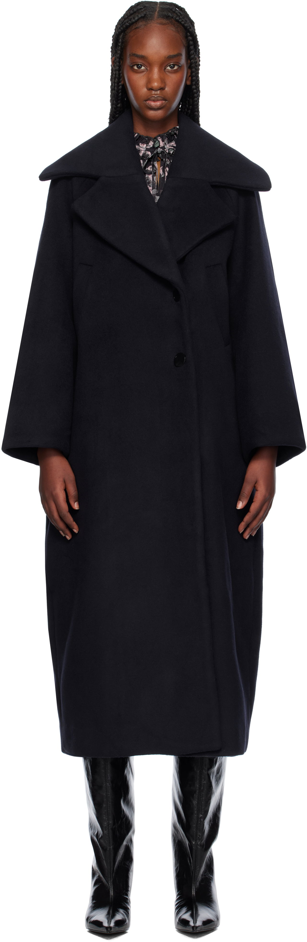 Палта GANNI Recycled Wool Oversized Coat Черно | F9573, 0