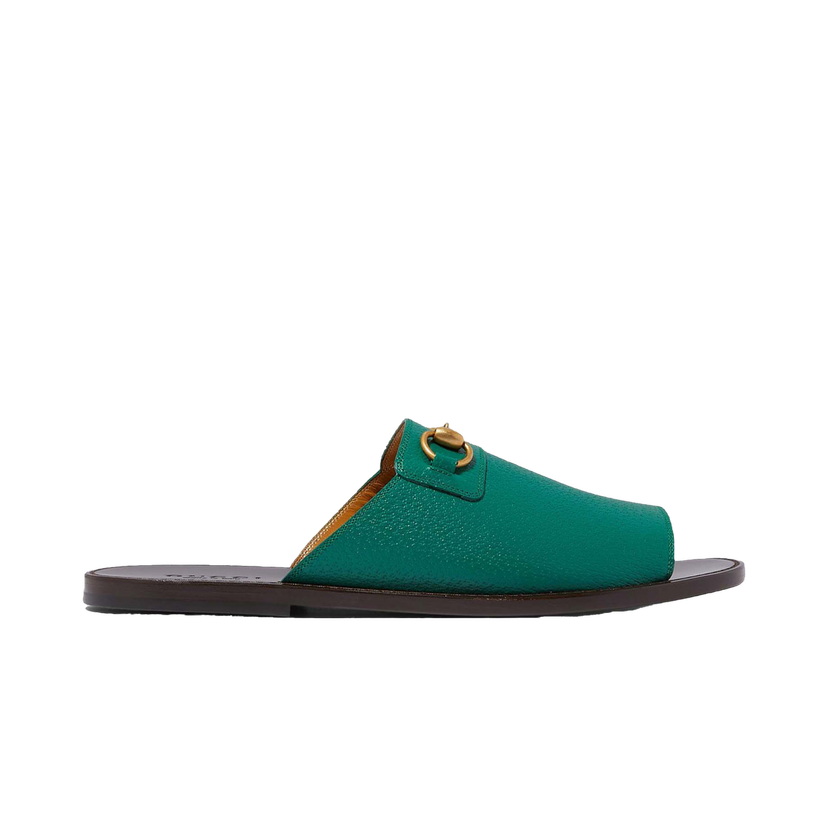 Кецове и обувки Gucci Horsebit Leather Flat Slides Green Зелено | 723624 18A00 3120