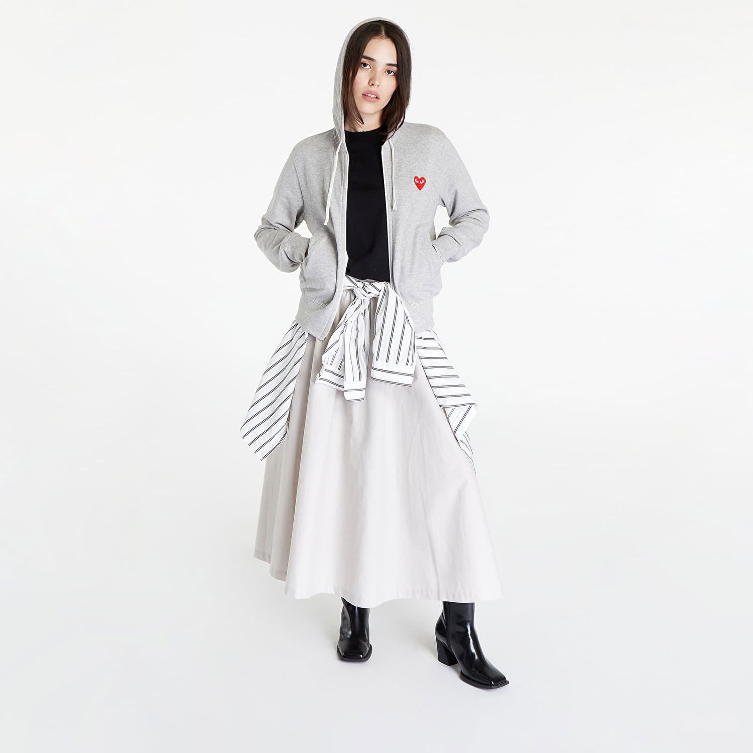 Суитчър Comme des Garçons PLAY Knit Sweatshirt Top Сиво | AZT249 Top Grey, 0
