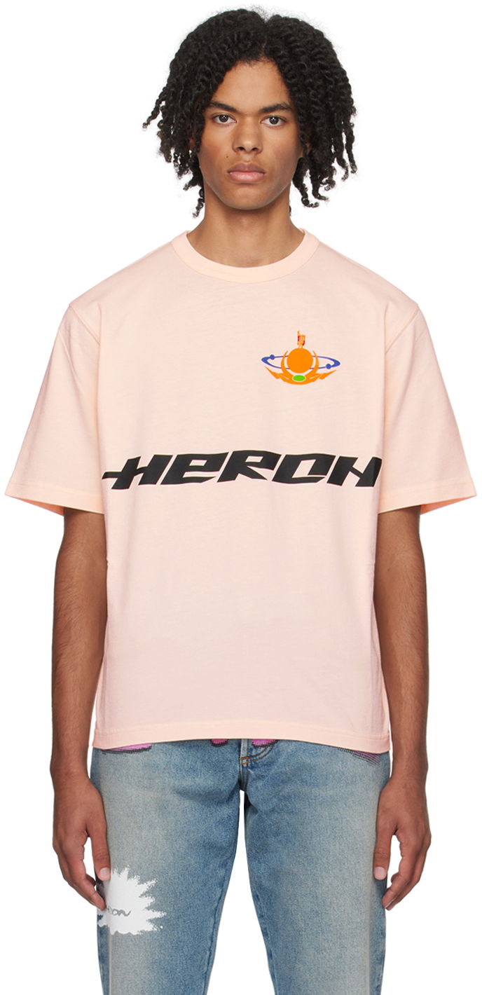 Тениска HERON PRESTON 'Globe Burn' T-Shirt Розово | HMAA032F23JER0173010, 0