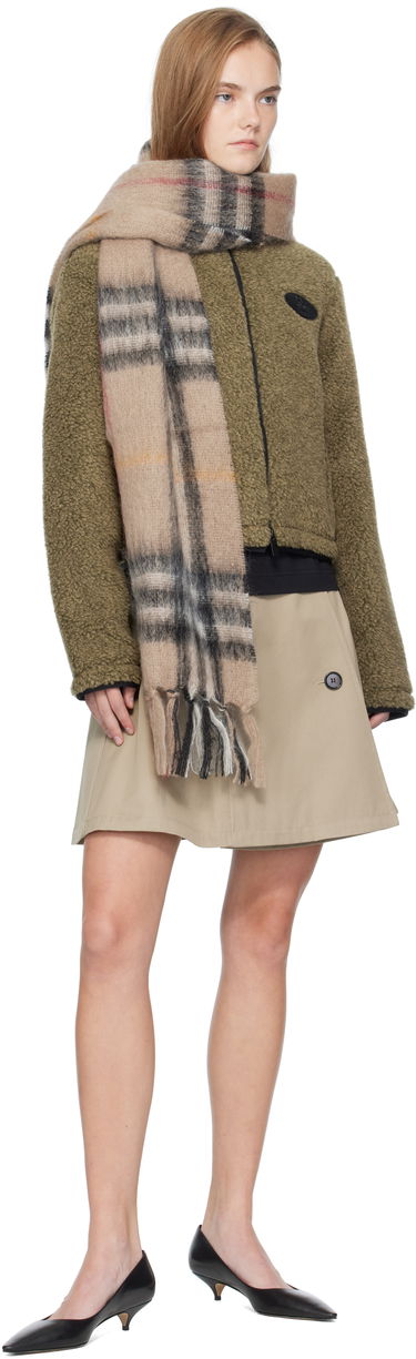 Шал Burberry Burberry Check Mohair and Wool Scarf Бежово | 8112967, 1