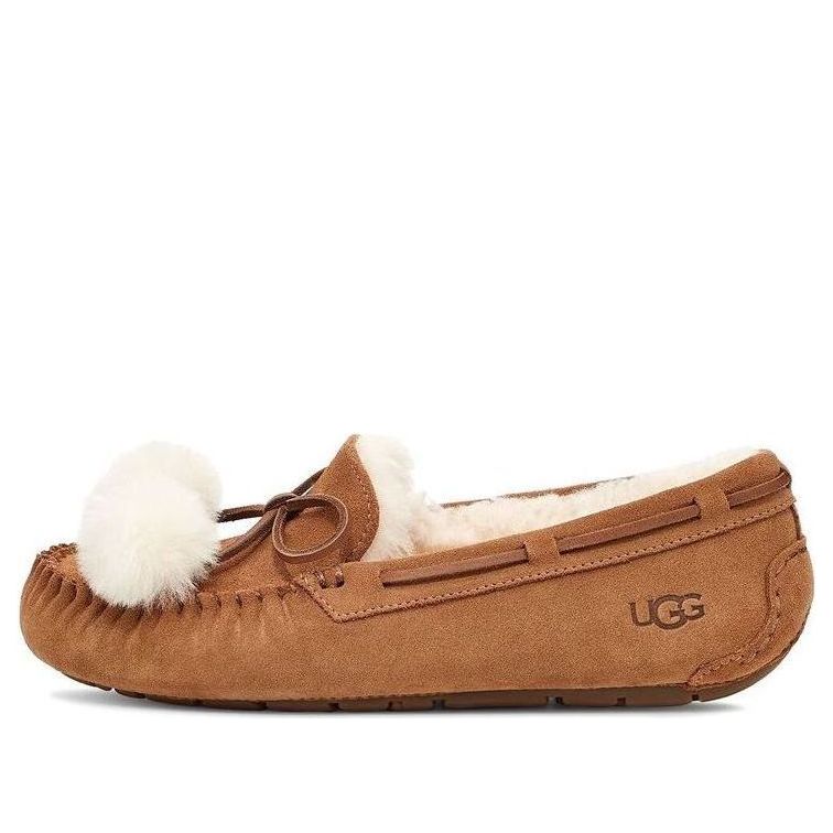 Кецове и обувки UGG Dakota Bow Pom Slippers Кафяво | 1124030-CHE