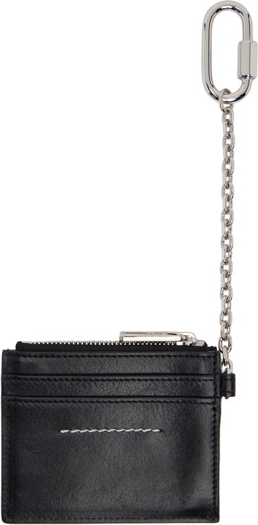 Портфейл Maison Margiela MM6 Maison Margiela Leather Card Holder with Carabiner Chain Кафяво | SA5UI0021 P7253, 2