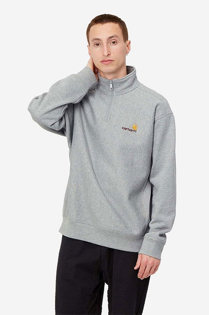 Суитчър Carhartt WIP American Script Half-Zip Sweatshirt Сиво | I027014.GREY.HEATH