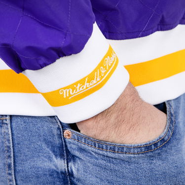 Яке Mitchell & Ness 75th Anniversary Warm Up Jacket Los Angeles Lakers Лилаво | OJBF1201-LALYYPPPDKPR, 5