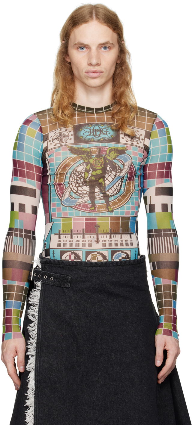 Тениска Jean Paul Gaultier Jean Paul Gaultier Printed Mesh Long Sleeve T-Shirt Многоцветен | 24/31-F-TO220-T569-5090