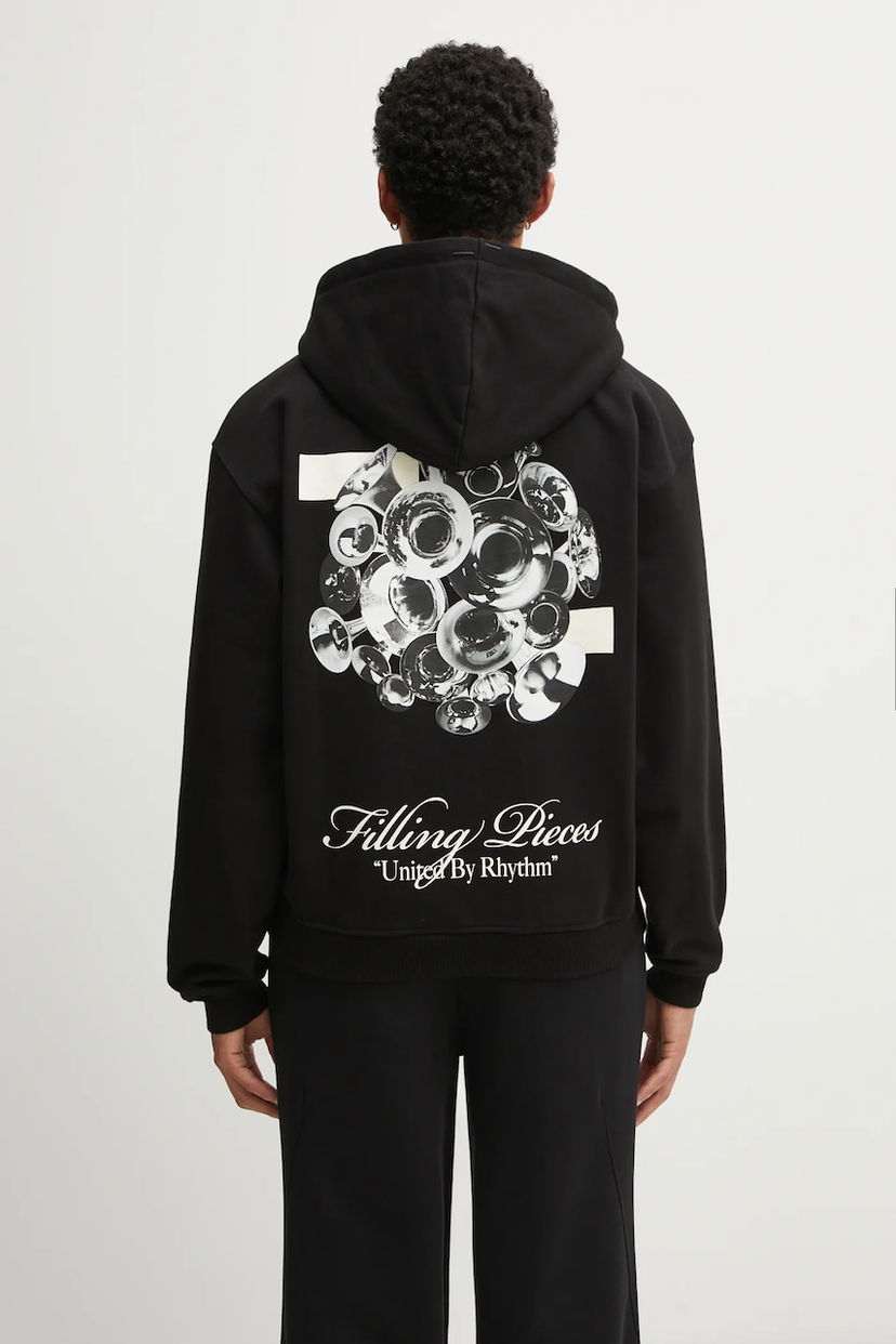 Суитчър Filling Pieces Bouquet Zip Hoodie with Print Черно | 422533501122