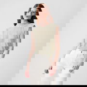 Top Sleeveless Linen Blend Shell Top Regular Grey