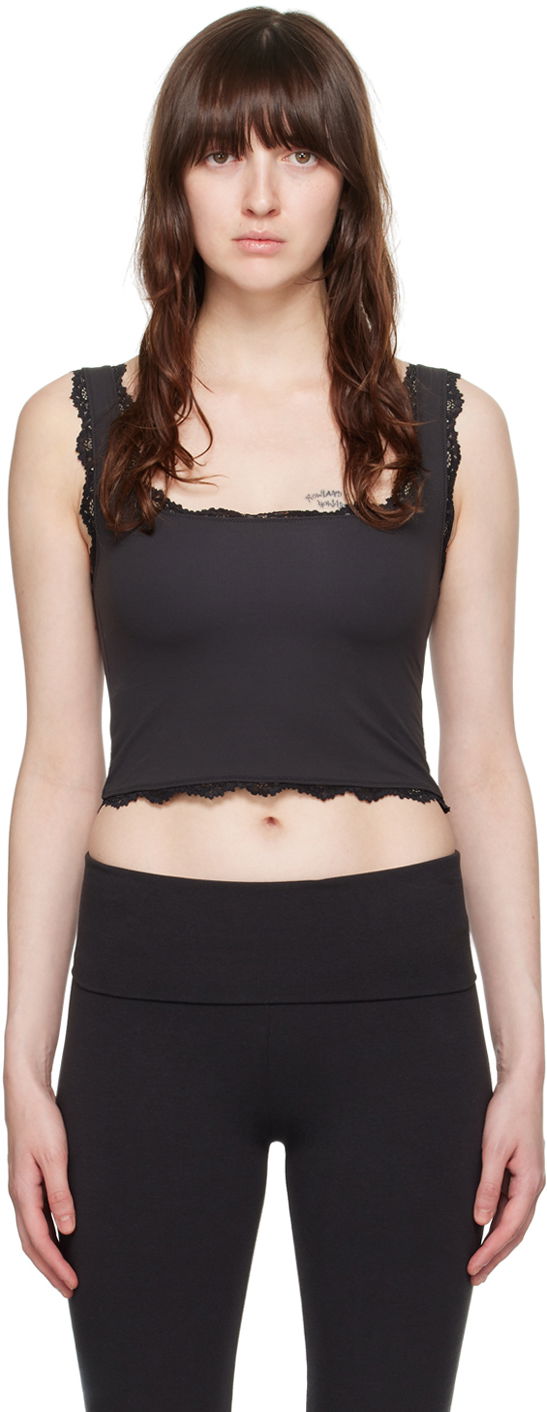 Потник SKIMS SKIMS Fits Everybody Lace Trim Tank Top Черно | TP-TNK-5378W, 0