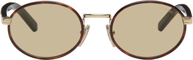 Iconic Metal Plaque Round Tortoiseshell Sunglasses