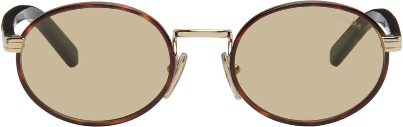 Слънчеви очила Prada Iconic Metal Plaque Round Tortoiseshell Sunglasses Многоцветен | 0PR B56S 21E10R52 8056262504475