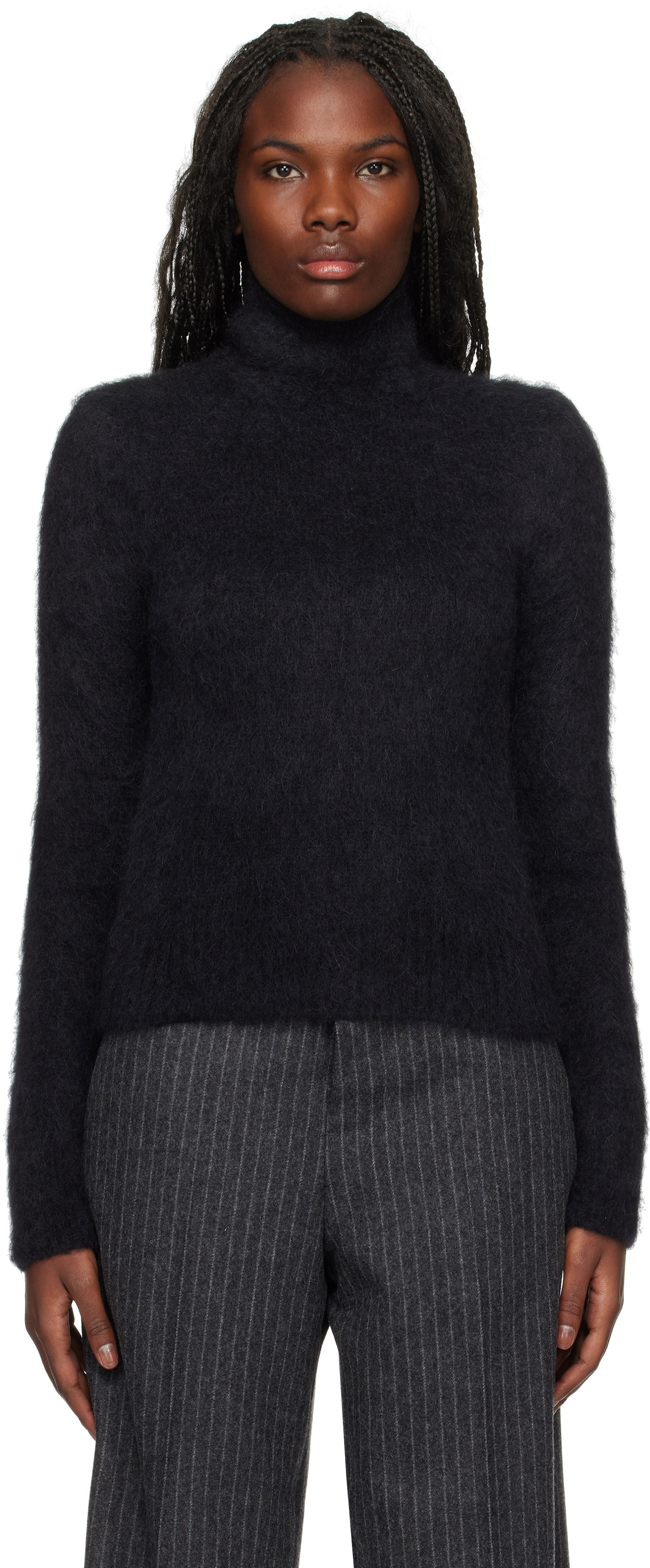 Пуловер AMI Alpaca Mohair Brushed Turtleneck Черно | FKS447.KN0056, 0