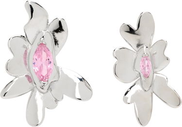 Обеци Collina Strada Collina Strada Silver Tone Pink Daisy Maxi Earrings Металик | XX1088, 0