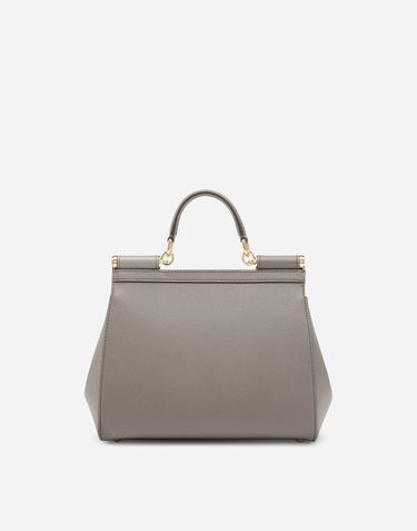 Дамска чанта Dolce & Gabbana Dolce & Gabbana Small Sicily Leather Top Handle Bag Сиво | BB6002B100180045, 3