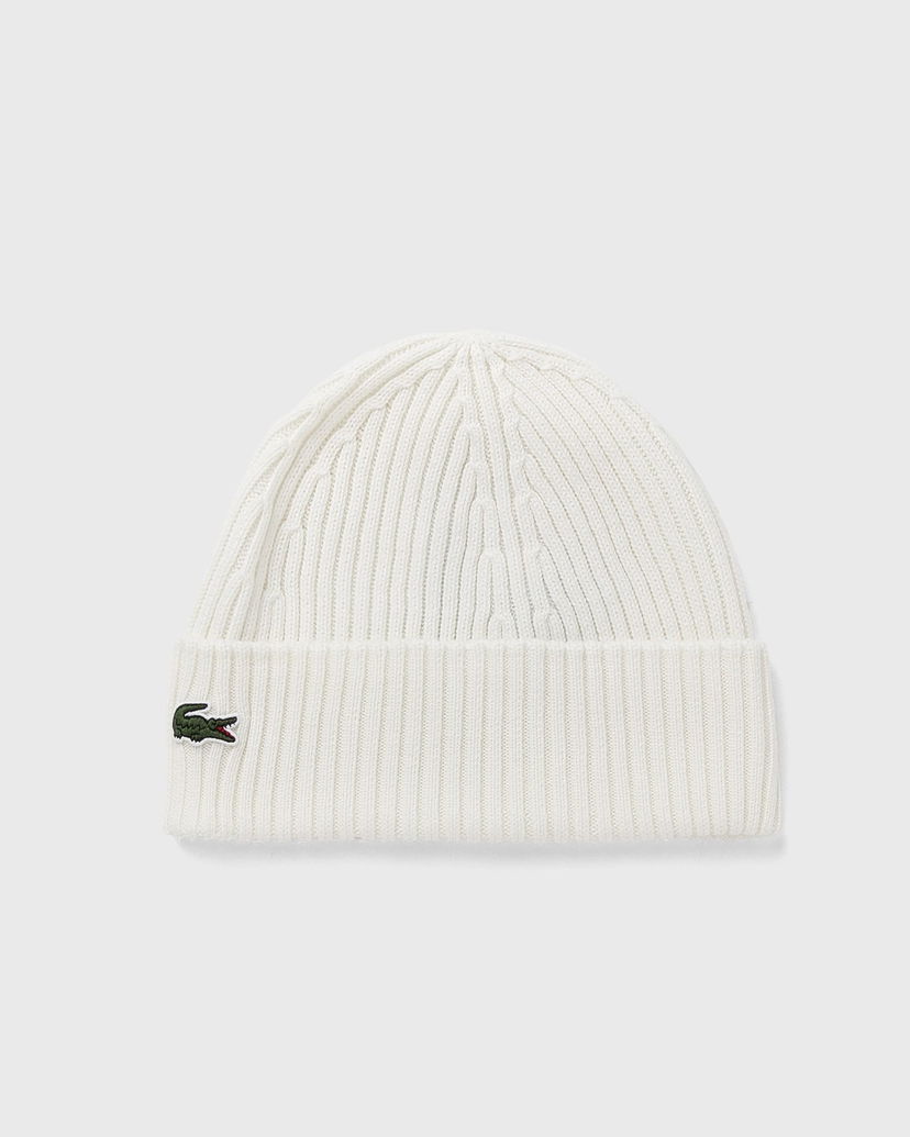 Шапка Lacoste RIB KNIT BRUSHED WOOL BEANIE Бяло | RB0001-70V