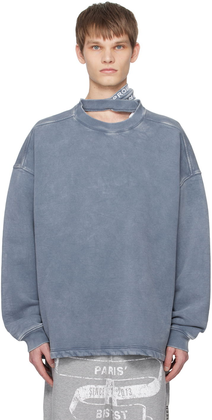 Суитчър Y/PROJECT Sweatshirt With Triple Collar Синьо | 204SH003, 0