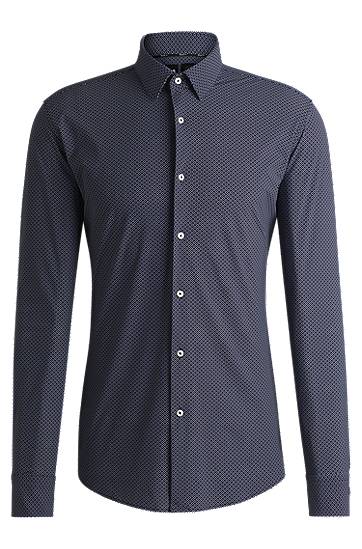 Slim-Fit Geometric-Print Performance-Stretch Jersey Shirt