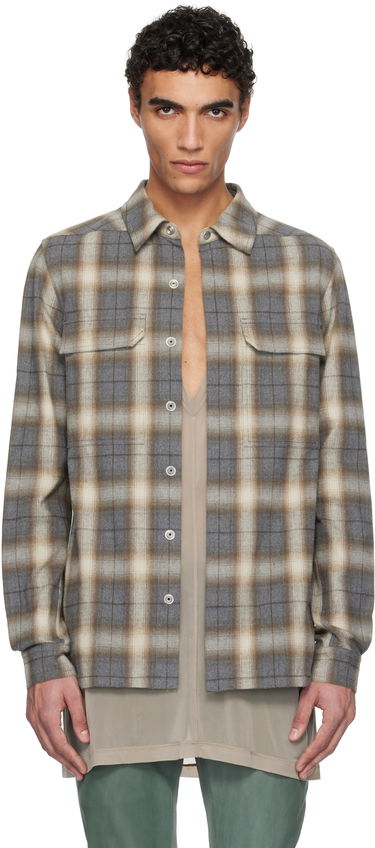 Риза Rick Owens Rick Owens Hollywood Plaid Overshirt Кафяво | RU01E5236 CP, 0