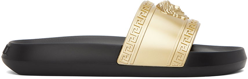 Кецове и обувки Versace Medusa Slides "Gold Black" Бежово | 1008733 DGOLG, 0