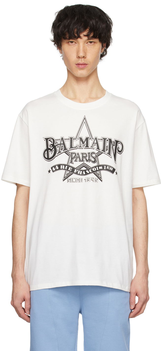 Тениска Balmain Star T-Shirt Бяло | CH1EG000GD29, 0