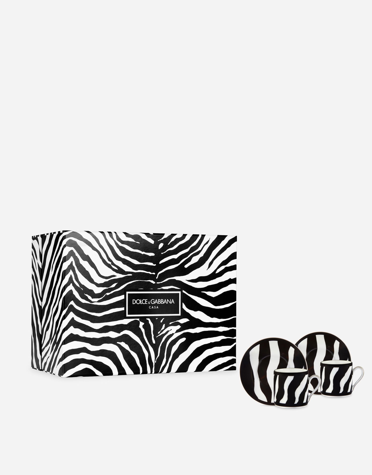 Домашен декор Dolce & Gabbana Casa Zebra Print Gift Box With 2 Porcelain Espresso Cups With Saucers - Coffee Cups Onesize Черно | TC0S23TCA70UZ003, 0