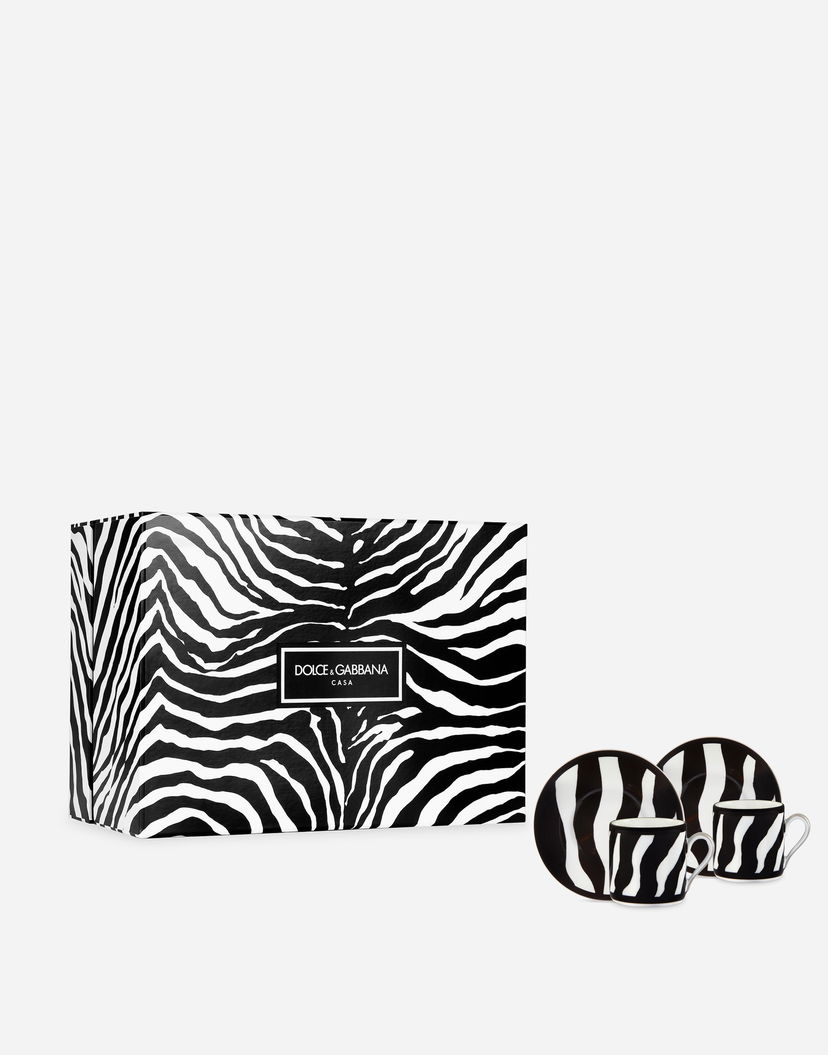 Домашен декор Dolce & Gabbana Casa Zebra Print Gift Box With 2 Porcelain Espresso Cups With Saucers - Coffee Cups Onesize Черно | TC0S23TCA70UZ003