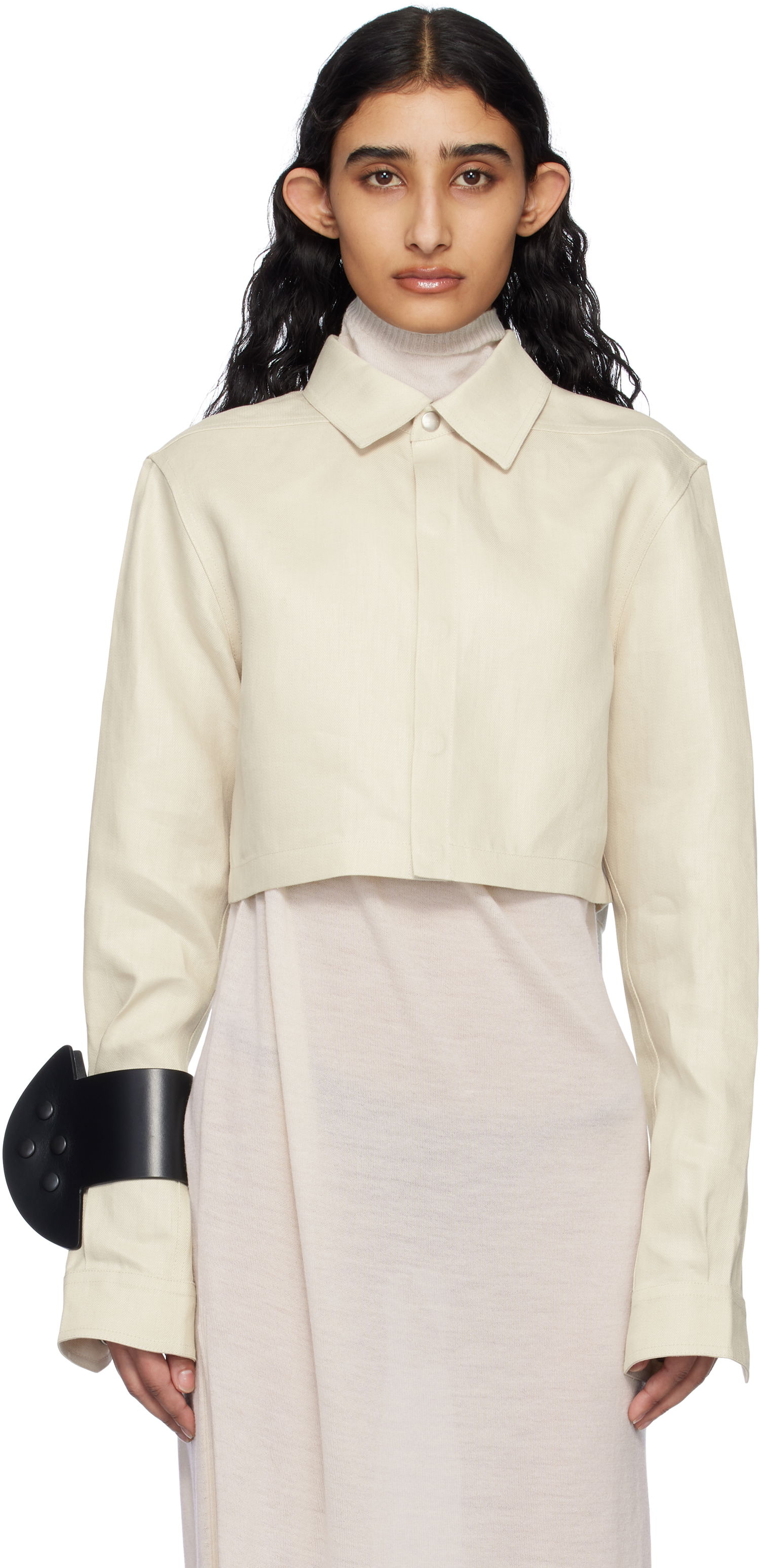 Риза Rick Owens Rick Owens Hollywood Linen Twill Cropped Shirt Бежово | RP01E7240 TWL, 0