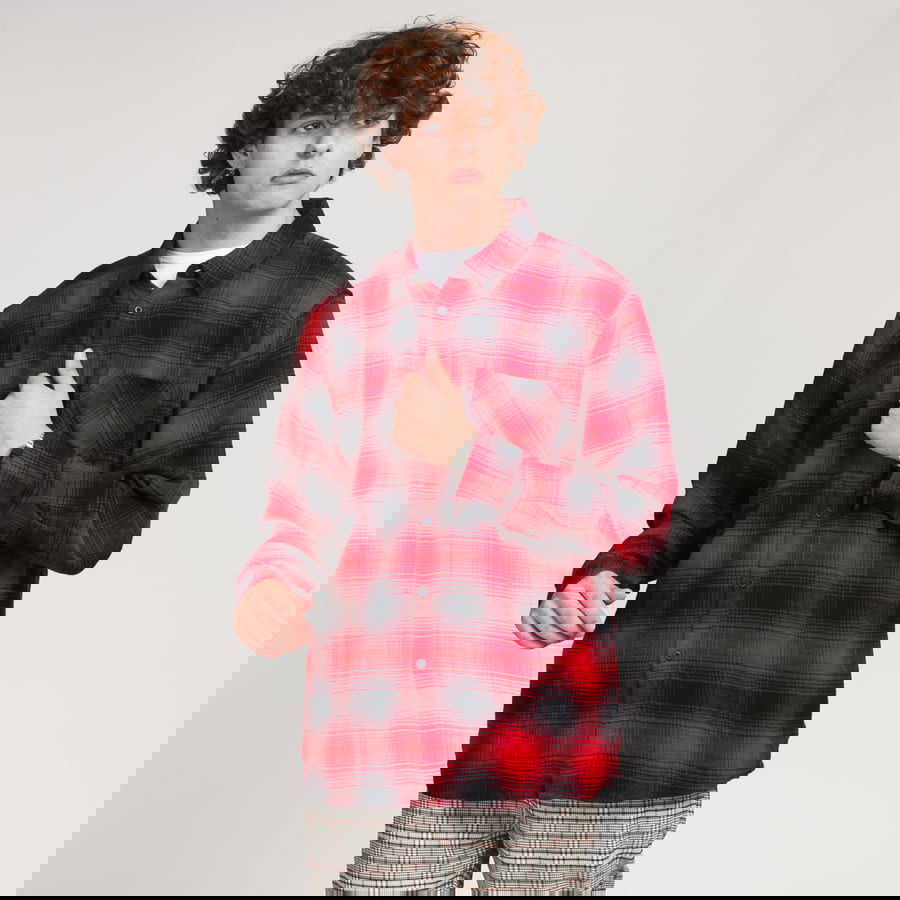 Риза Urban Classics Oversized Checked Grunde Shirt Червено | TB3799, 0