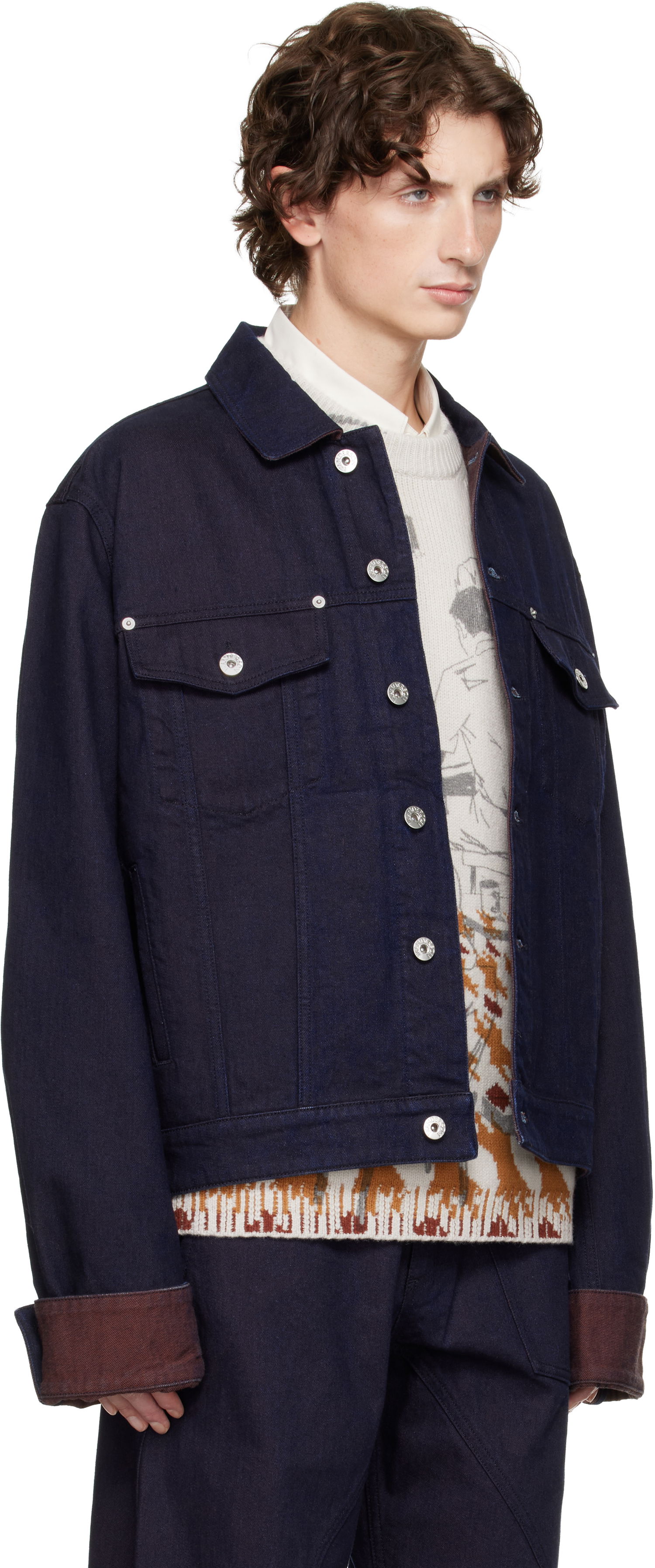 Яке JW Anderson JW Anderson Turn Up Cuff Denim Jacket Тъмно синьо | DJ0044-PG1836, 1