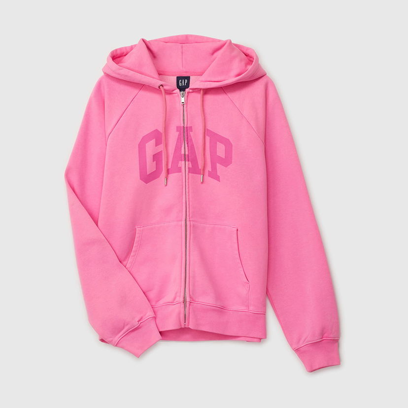 Суитчър GAP Sweatshirt New Fullzip Hoodie Standout Pink XXS Розово | 883546-08