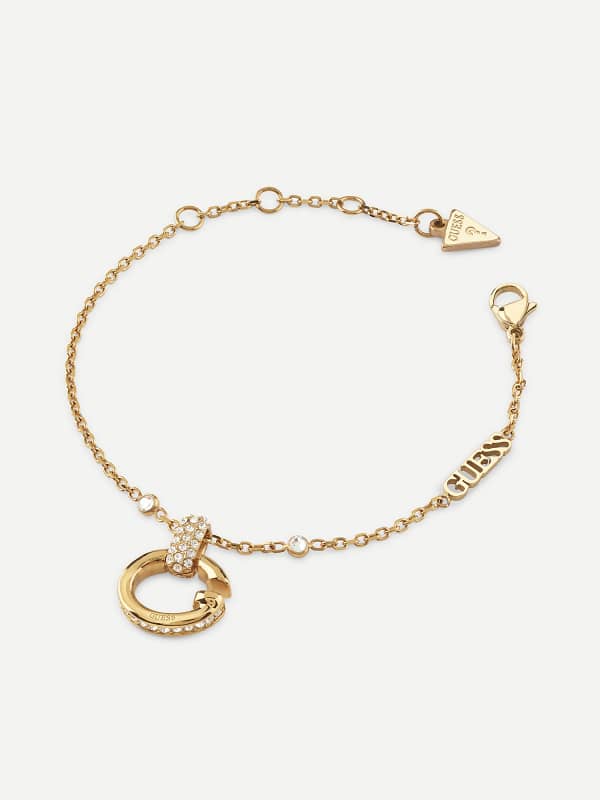 Golden Chain Bracelet With Crystal Pendant
