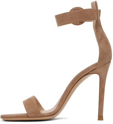Кецове и обувки Gianvito Rossi Portofino Suede Heeled Sandals Бежово | G61096.15RIC.CAM, 2