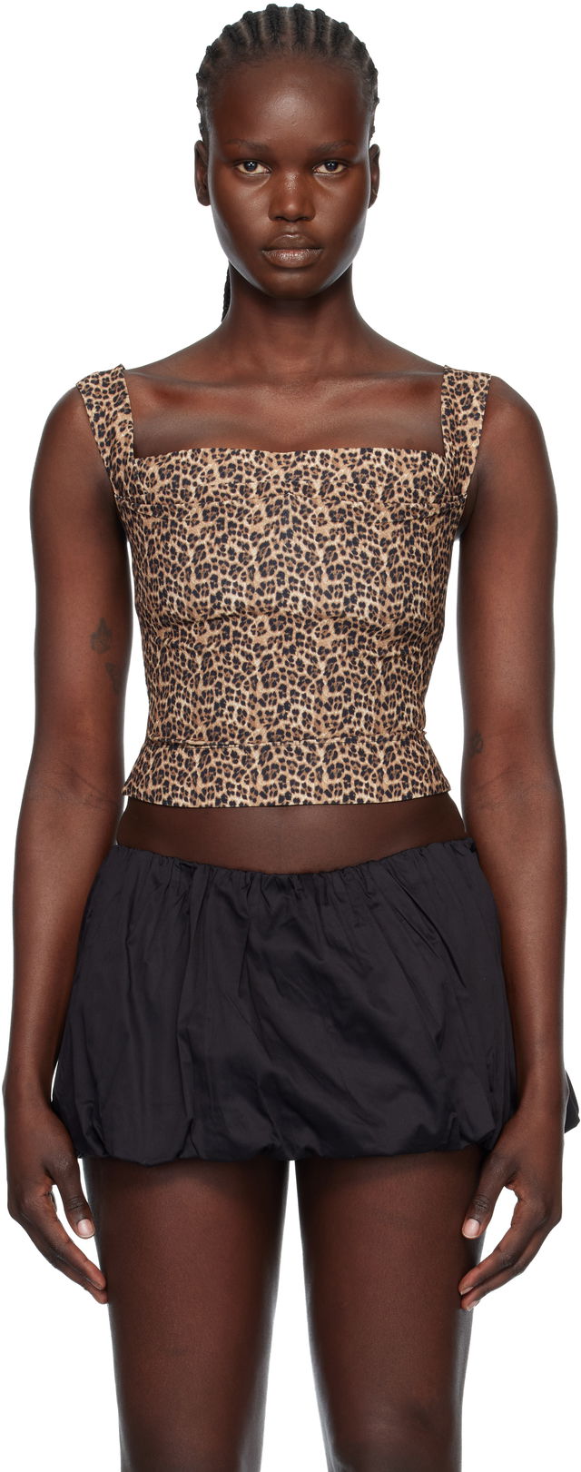 Leopard Print Square-Neck Imogene Corset Top