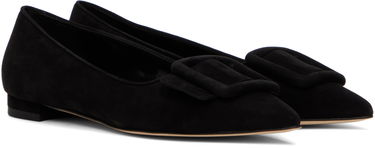 Облекло Manolo Blahnik Manolo Blahnik Maysale Suede Ballerina Flats Черно | 322-2402, 3