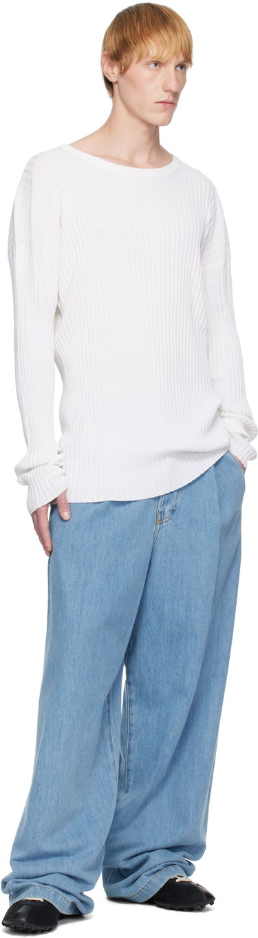 Пуловер Maison Margiela MM6 Maison Margiela Rib-Knit Sweater Бяло | SH2HL0020 M13125, 3
