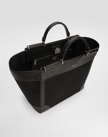 Голяма пазарска чанта Dolce & Gabbana Dolce & Gabbana Calfskin and Panama Tote Bag Черно | BM2448A9C218B956, 3