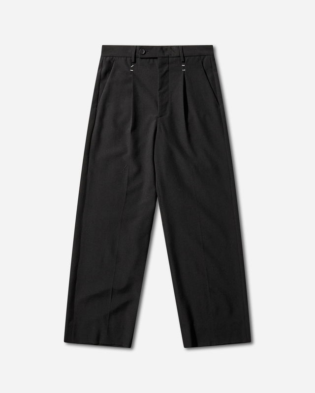 Stapled Pleated Wool Trousers