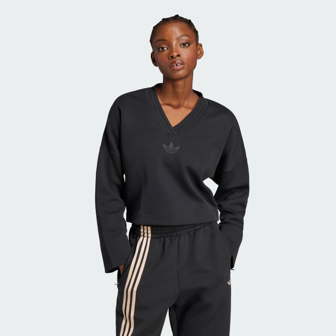 Пуловер adidas Performance Cropped V-Neck Sweatshirt Черно | JJ0958, 0