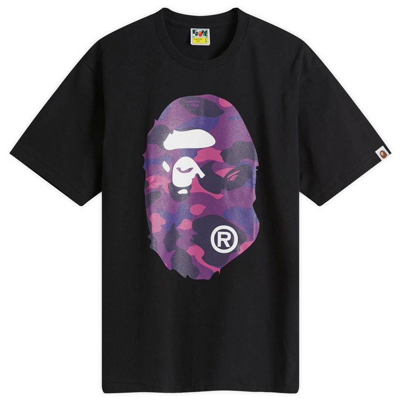 Тениска BAPE A Bathing Ape Men's Camo Big Ape Head T-Shirt in Black/Purple, Size Large | END. Clothing Черно | 001TEK301018M-BPR