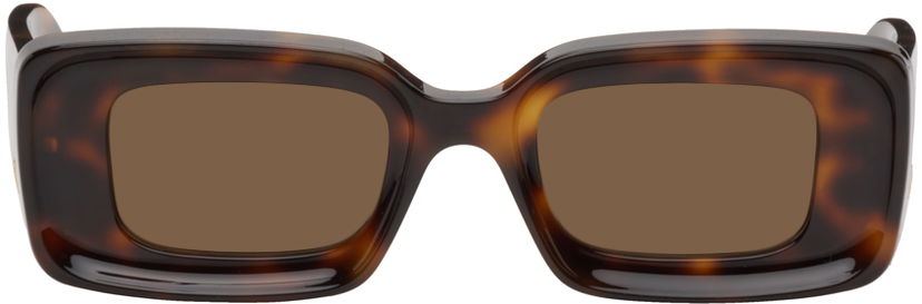 Слънчеви очила Loewe Tortoiseshell Rectangular Sunglasses Кафяво | LW40101IW4652E