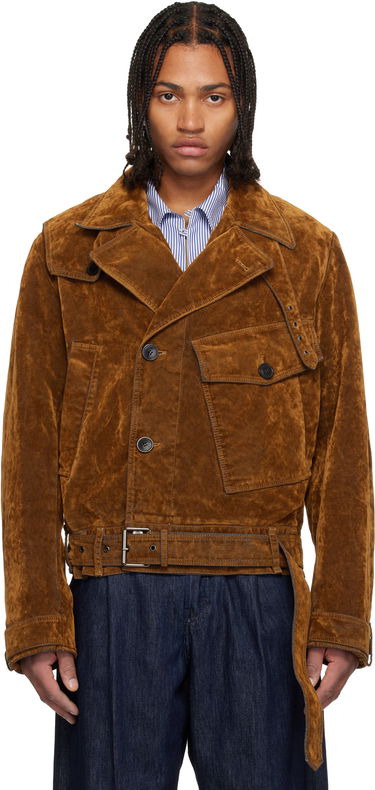 Яке Dries Van Noten Dries Van Noten Belted Velvet Jacket Кафяво | 252-020579-2392, 0
