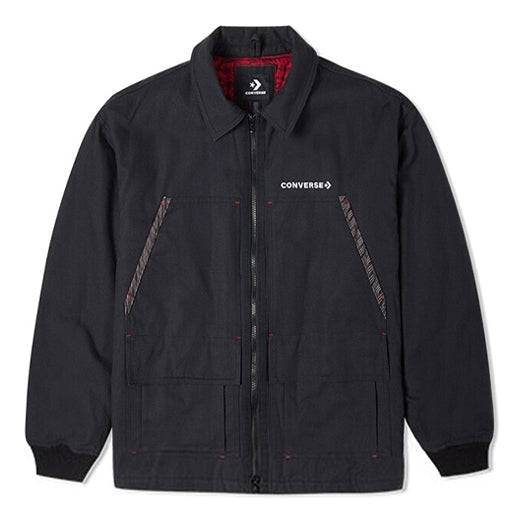 Яке Converse New Year Series Logo Print Lapel Jacket Черно | 10024149-A02