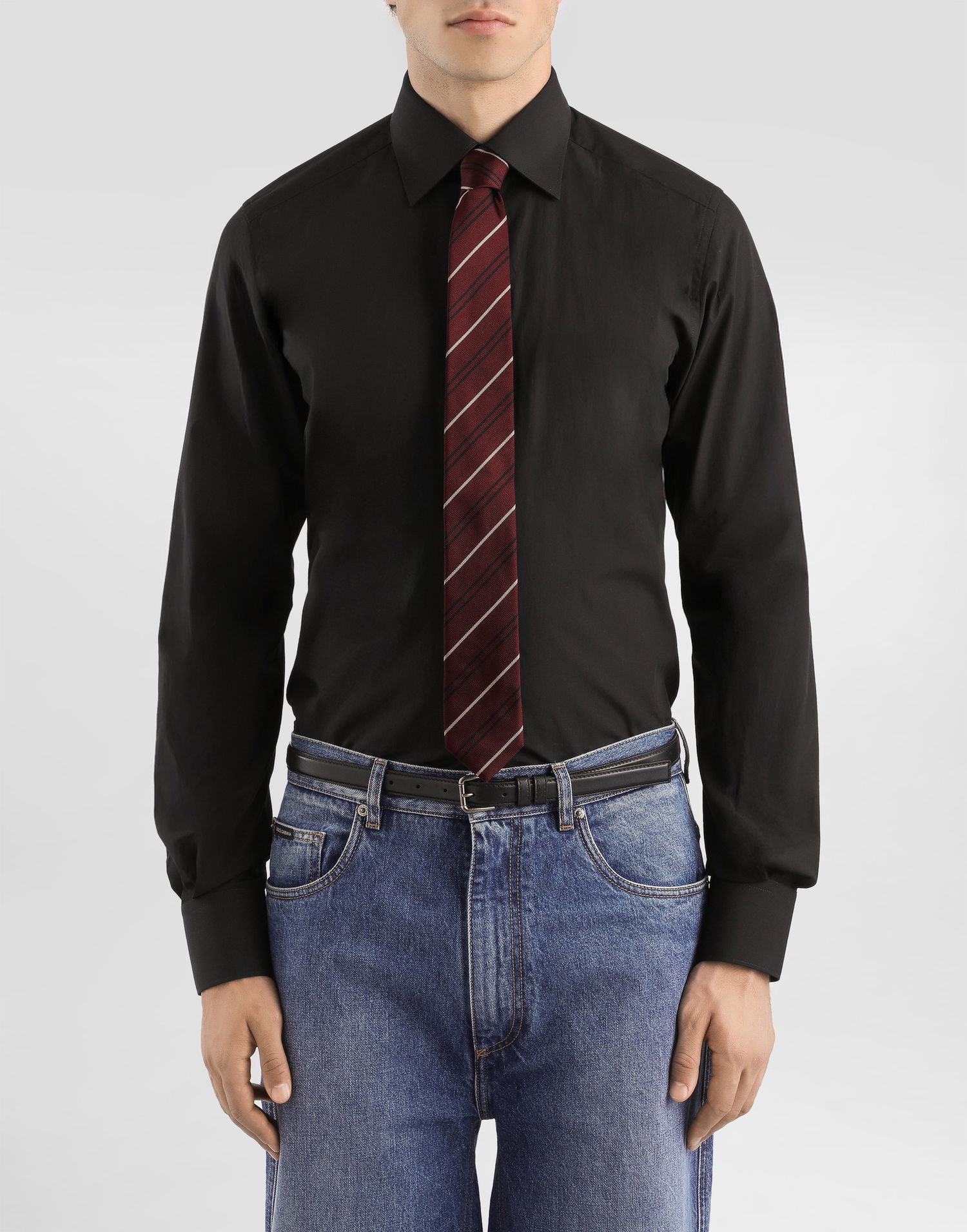 Аксесоари Dolce & Gabbana Dolce & Gabbana Jacquard Striped Tie Бургунди | GT149EG0JRYR1535, 1