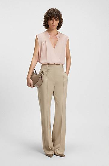 Stretch Silk Wrap Blouse, 1