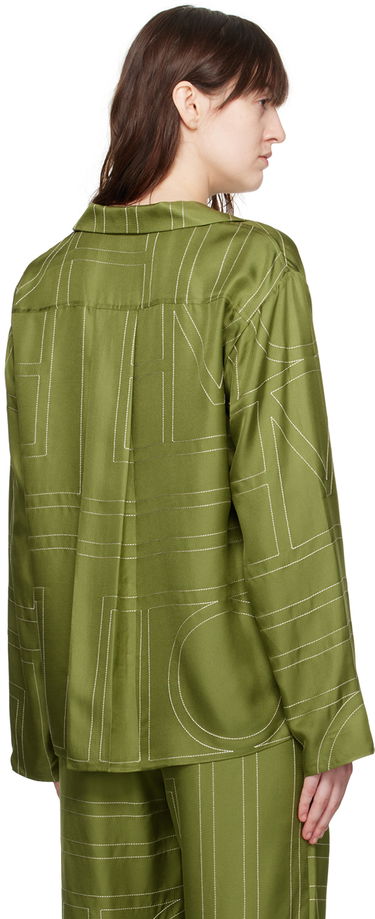 Риза TOTEME TOTEME Monogram Embroidered Shirt Зелено | 241-WRT976-FB0089, 2