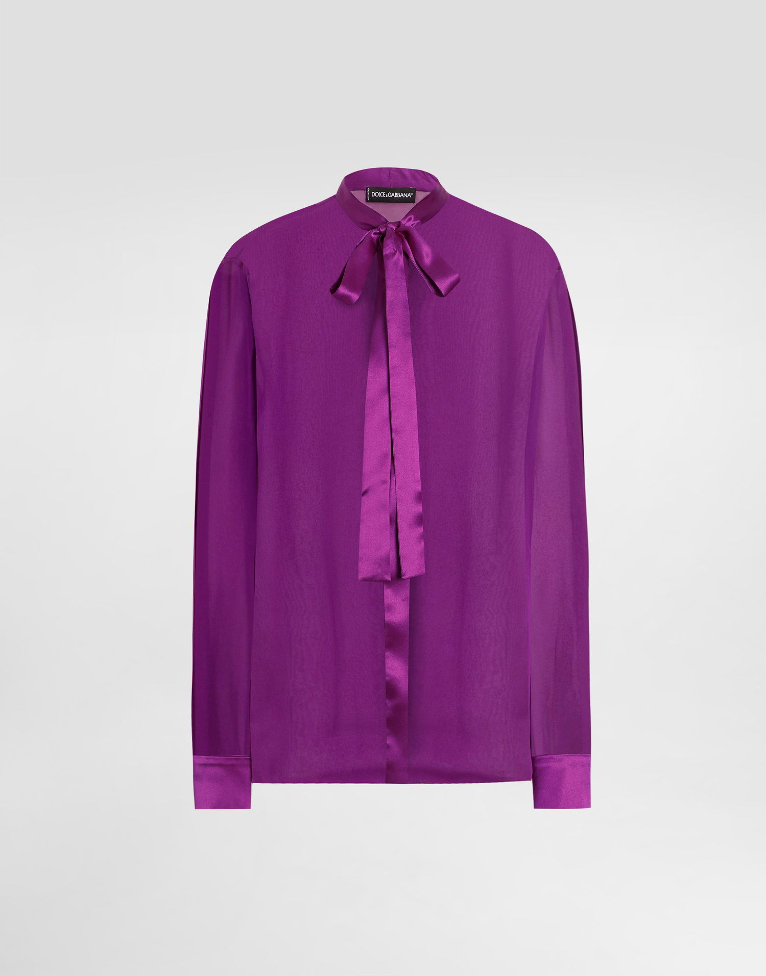 Риза Dolce & Gabbana Dolce & Gabbana Chiffon Shirt with Satin Bow Лилаво | F5S81TFU1ATF0571, 0