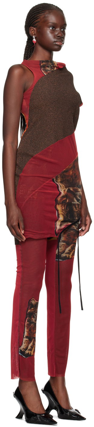 Pокля Ottolinger Ottolinger Cat Print Mesh Mini Dress Червено | 102601, 1