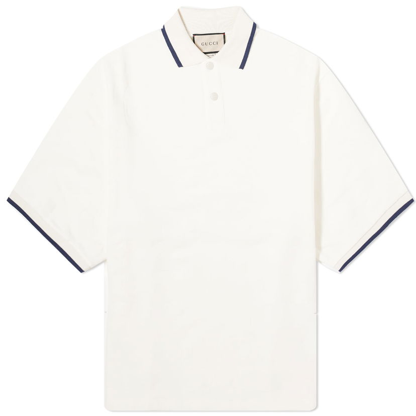 Поло тениска Gucci Jumbo GG Jacquard Polo Shirts in Ivory Бежово | 768508-XJF5S-9275